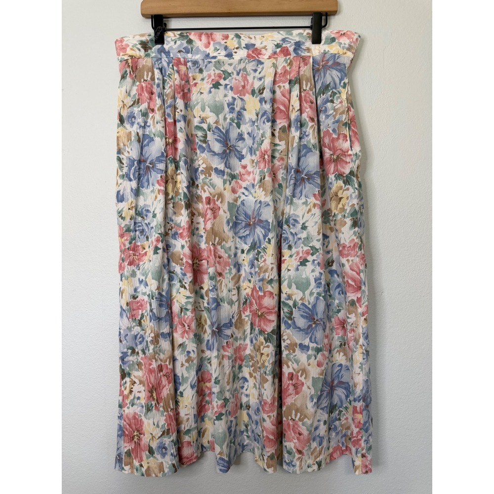 Vintage - Plus Size Floral Knee to‎ Midi Length Skirt Cottagecore Feminine Style